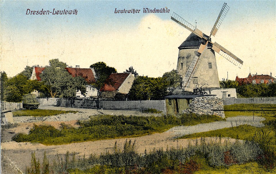 Dresden-Leutewitz. Leutewitzer Windmühle, kolorierte Ansichtskarte