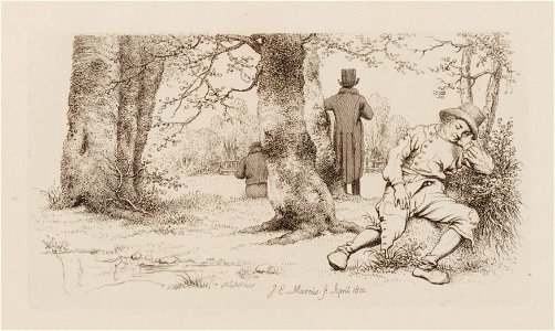 Drie mannen in een bos, objectnr A 12551
