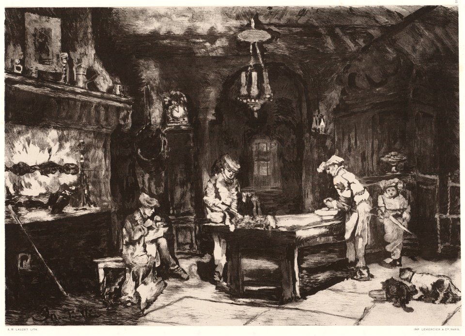 Drie mensen aan het koken, objectnr A 15578