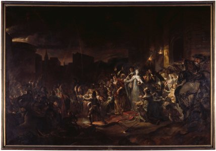 Drottning Hedvig Eleonora utanför kyrkporten - Nationalmuseum - 91193