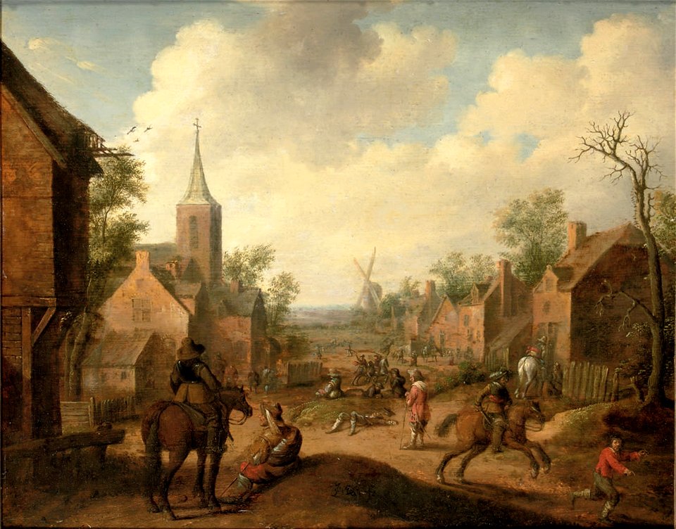 Soldiers plundering a village, Droochsloot