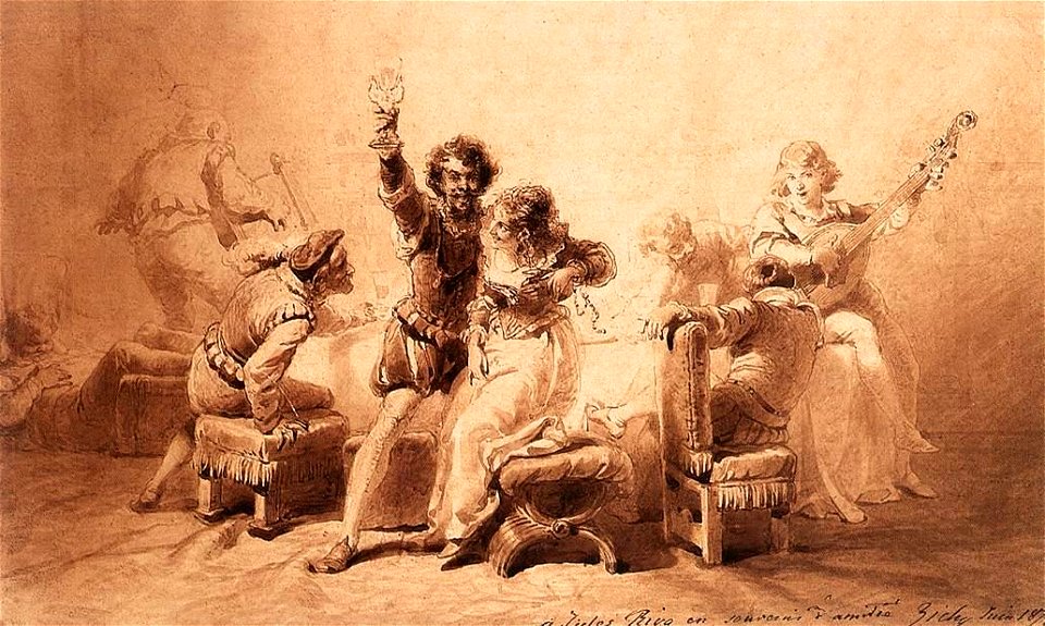 Drinking- song - Zichy, Mihály - 1874. Free illustration for personal and commercial use.