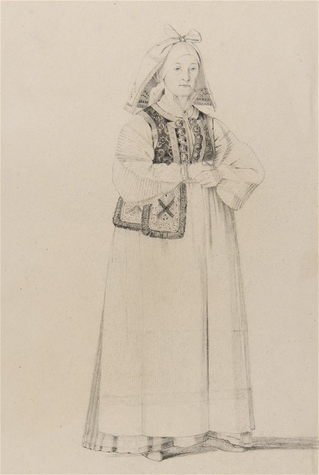Dräkt. Akvarell i storformat av O. Wallgren - Nordiska museet - NMA.0070098 (1)
