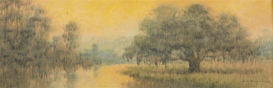 Louisiana Bayou by Alexander John Drysdale, oil wash on paper