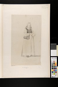 Dräkt. Akvarell i storformat av O. Wallgren - Nordiska museet - NMA.0070098 (2)