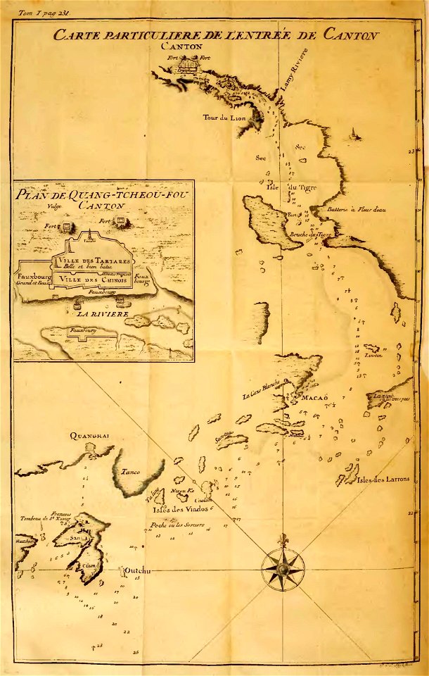 Du Halde - Description de la Chine - Carte de l entree de Canton