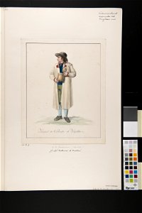 Dräkt. Habitant de la Paroisse de Wingåker . Man i dräkt i helfigur. Akvarell i storformat av C.W - Nordiska museet - NMA.0070151 (2)