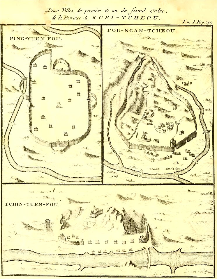 Du Halde - Description de la Chine - Villes de la province de Koei Tcheou