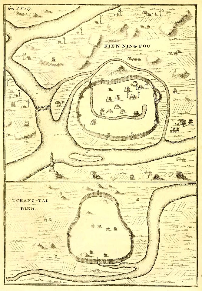 Du Halde - Description de la Chine - Villes de Kien ning fou et Tchang tai hien