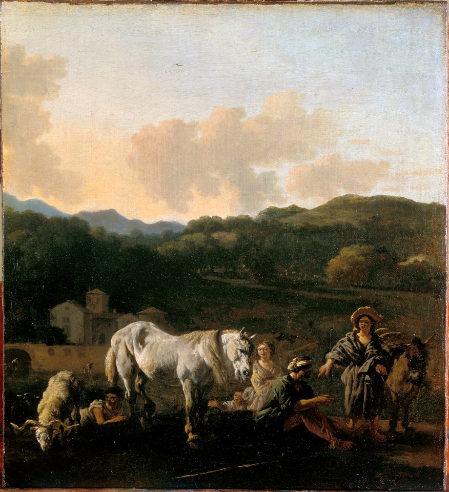 Du Jardin, Karel - Peasants and a White Horse - Google Art Project