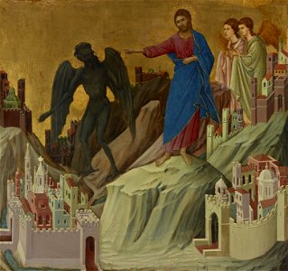Duccio - The Temptation on the Mount. Free illustration for personal and commercial use.