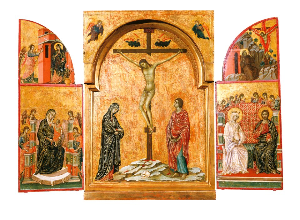 Duccio di Buoninsegna (active 1278 - before 1319) - Triptych, Crucifixion and other Scenes - RCIN 400095 - Royal Collection
