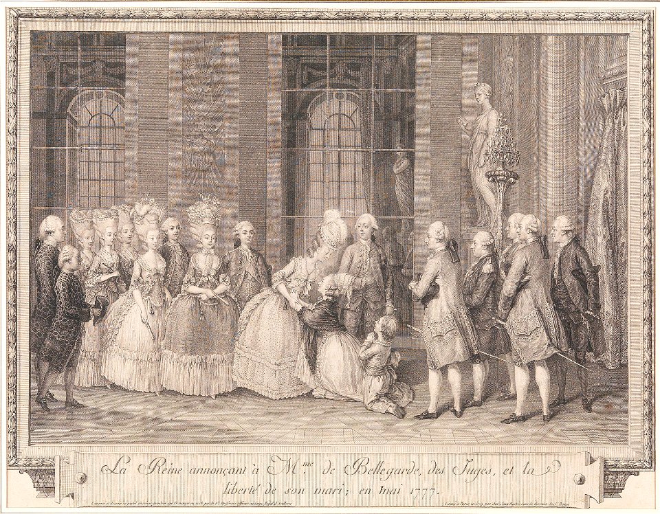 Duclos after Desfossés La Reine annonçant à Mme de Bellegarde