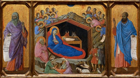 Duccio, natività tra i profeti isaia e giobbe