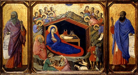 Duccio di Buoninsegna - The Nativity between Prophets Isaiah and Ezekiel - WGA06754