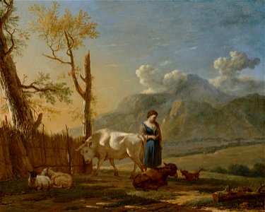Landscape with a Shepherdess by Karel Dujardin Mauritshuis 74. Free illustration for personal and commercial use.