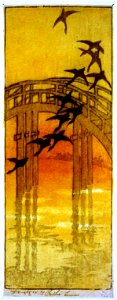 Ducks flying over bridge) - Bertha Lum LCCN2002721123