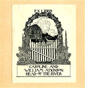 Dugald Stewart Walker Bookplate-Caroline and William Atkinson. Free illustration for personal and commercial use.