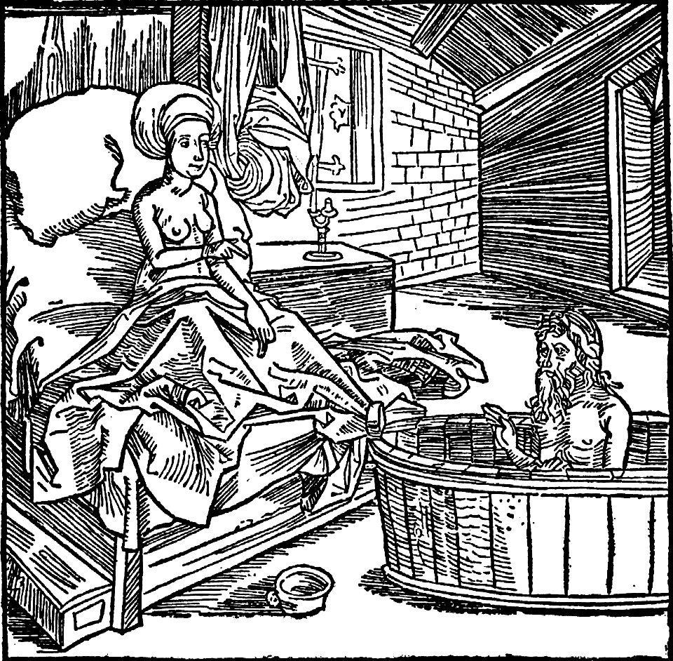 The Book of the Knight of the Tower, Woman and the bathing hermit