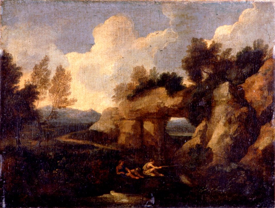 Dughet, Gaspard - Fishermen near a Rocky Gateway - Google Art Project