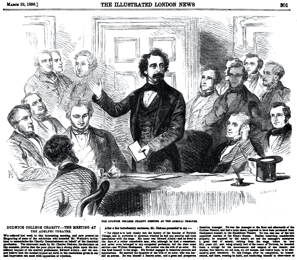 Dulwich College Charity meeting at the Adelphi Theatre - ILN 1856