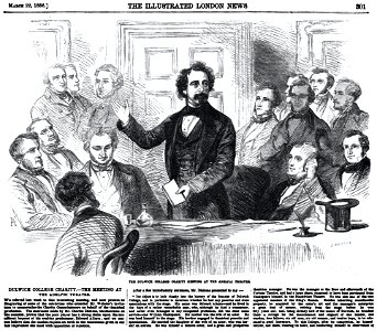 Dulwich College Charity meeting at the Adelphi Theatre - ILN 1856