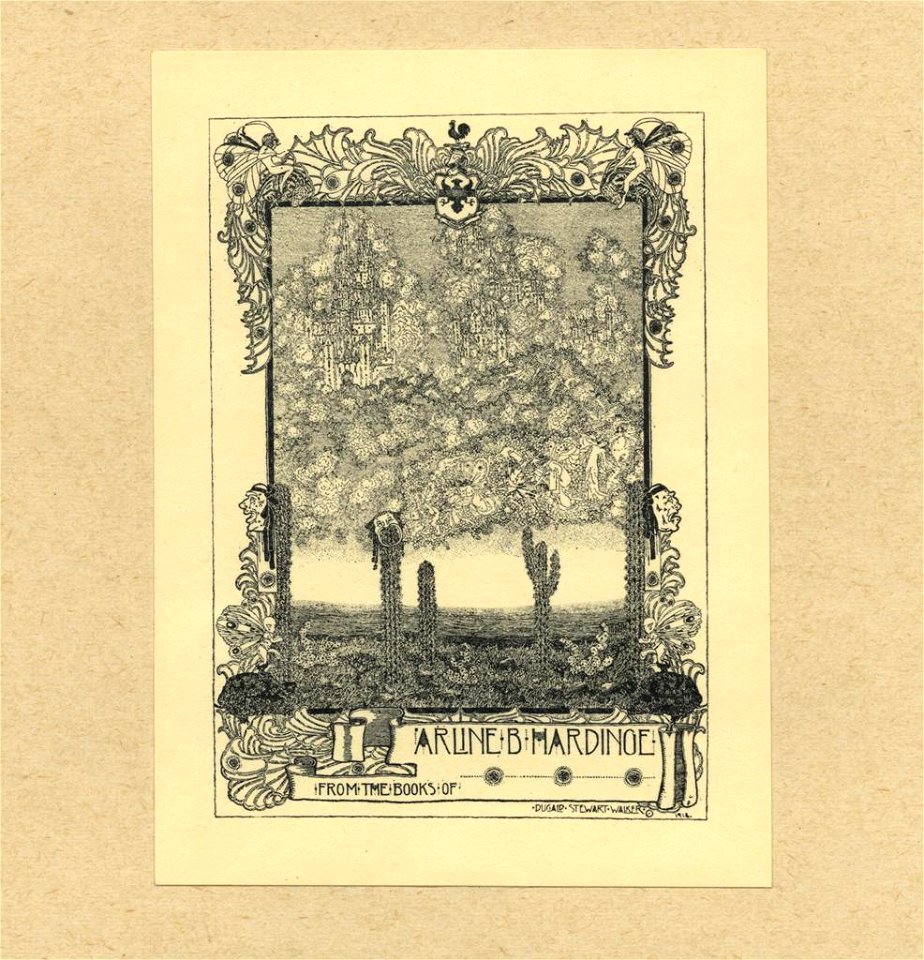 Dugald Stewart Walker Bookplate-From the Books of Arline B. Hardinoe