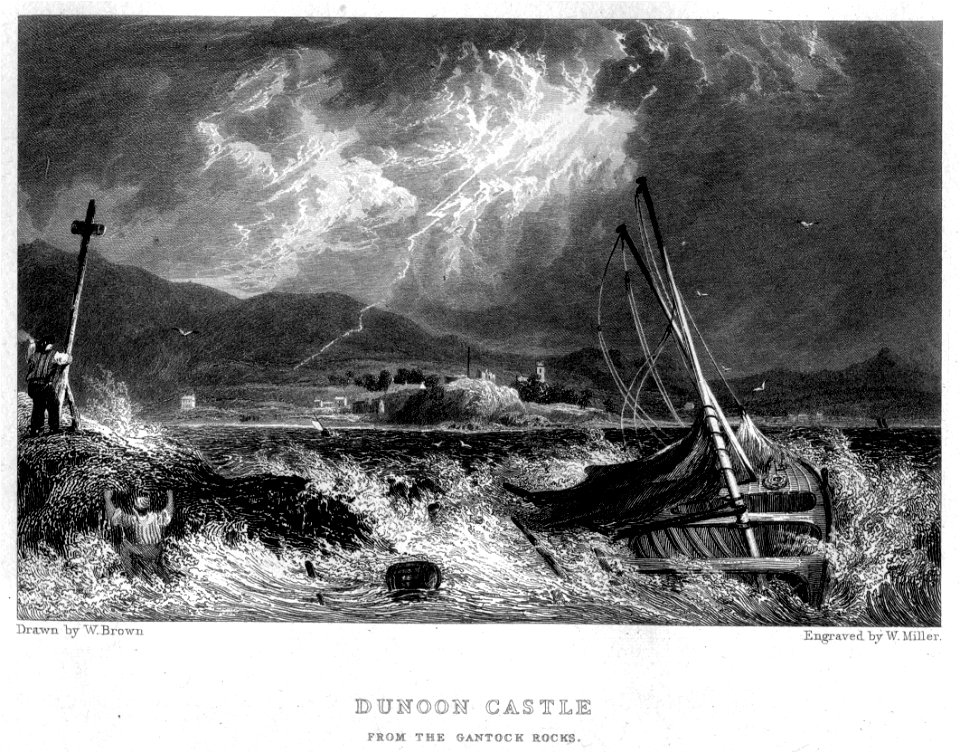 Dunoon Castle engraving by William Miller after W Brown