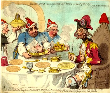 Dumourier dining in state at St James's, on the 15th of May, 1793. (BM 1851,0901.648)
