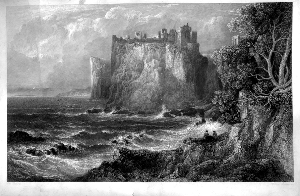 Dunluce Castle engraving by William Miller