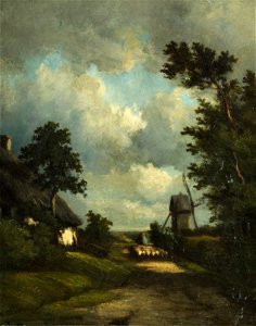 Jules Dupré - Landscape with thatched hut