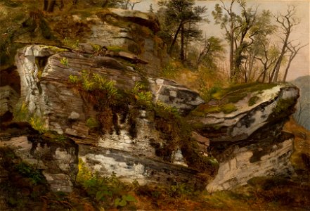 Rocky Cliff Asher Durand. Free illustration for personal and commercial use.