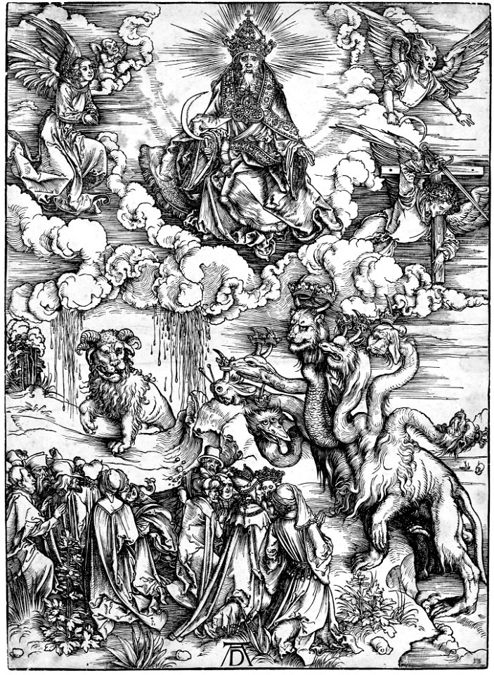 Durer, apocalisse, 12 il mostro marino e la bestia