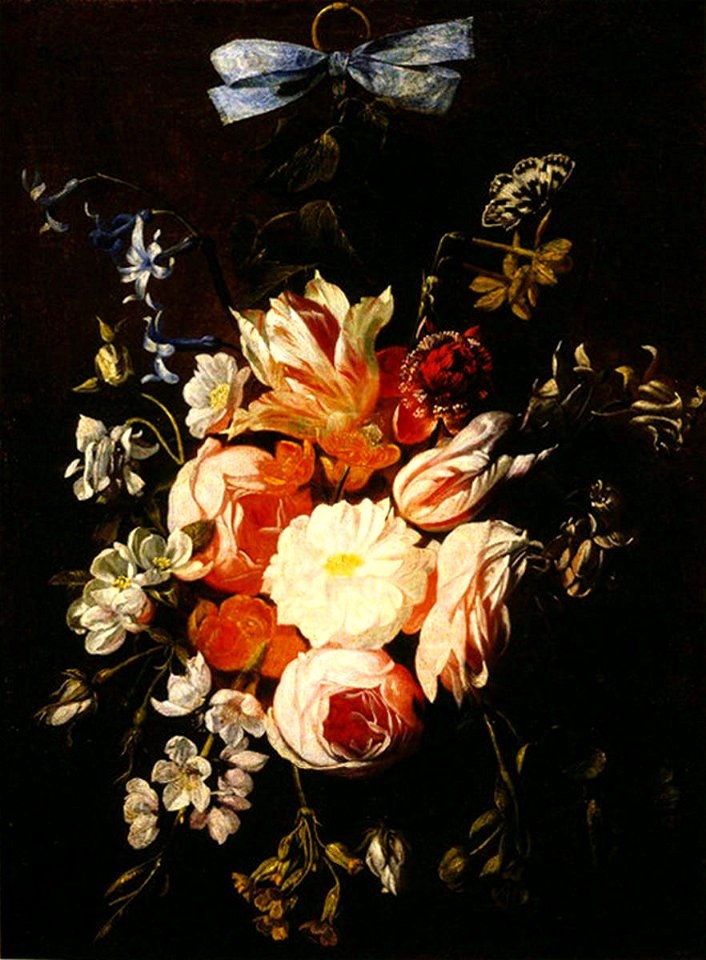 Dutch School - Flowers Hanging by a Ribbon - 1257095 - National Trust
