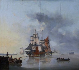 Dutch School - Ships in a Calm off a Quay - 1401303 - National Trust