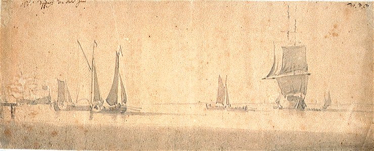 Dutch shipping in a harbour becalmed, 22 May - 1 June 1666 RMG PW6862