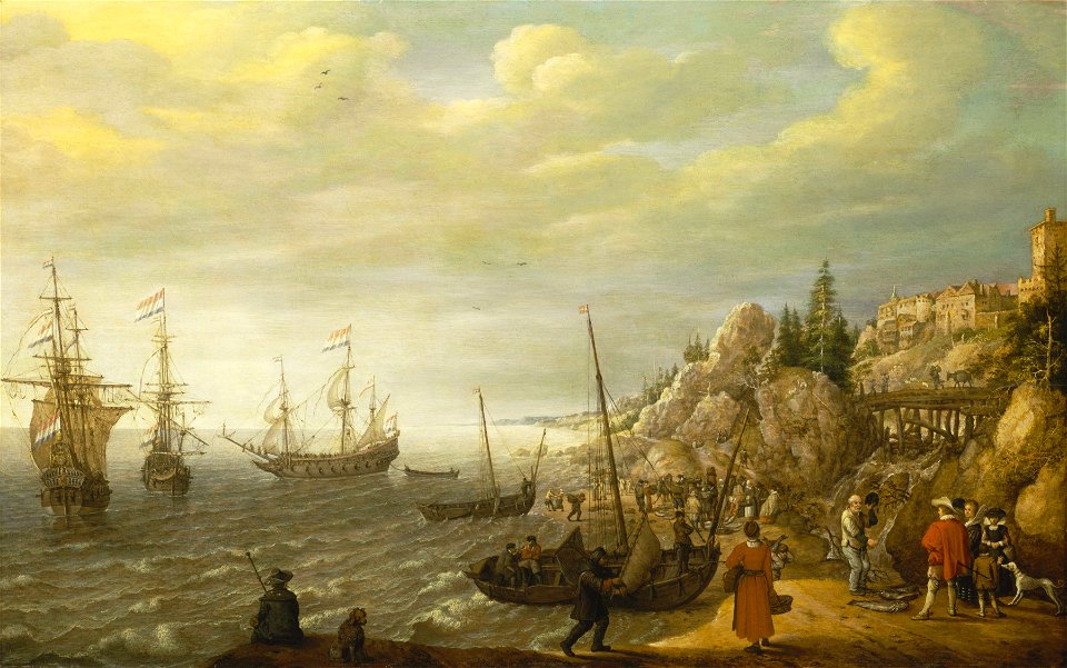 Dutch Ships at Anchor off a Fortified Scandinavian Town RMG BHC0803