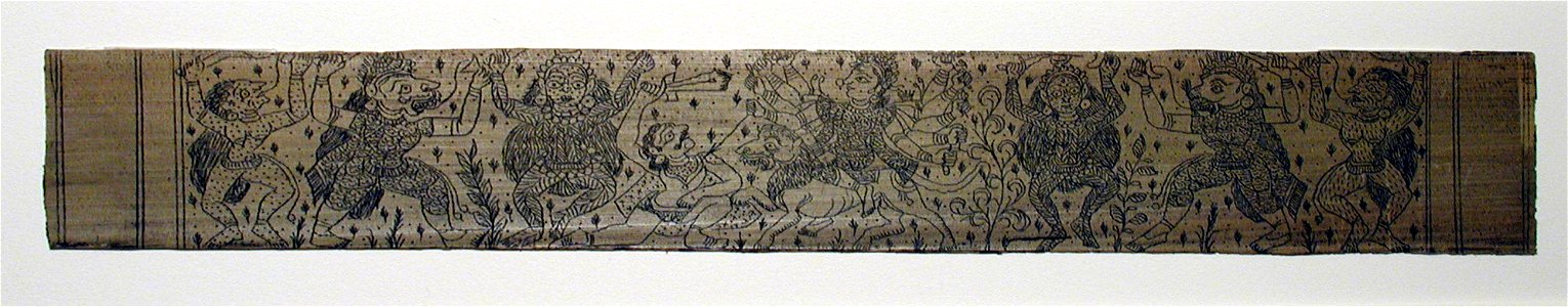 Durga on her tiger with wild demons (6124523699)