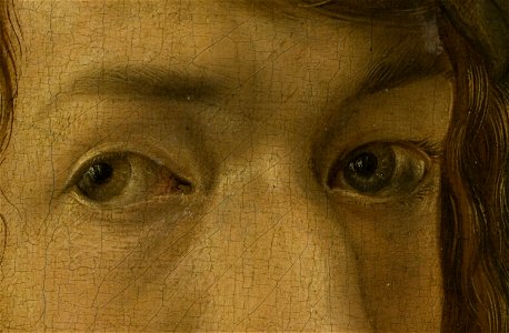 Dürer, Albrecht - Self-Portrait (Madrid), detail eyes - 1498