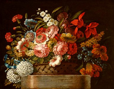 Dutch School - Still Life of Flowers in a Basket on a Plinth - 1411128 - National Trust