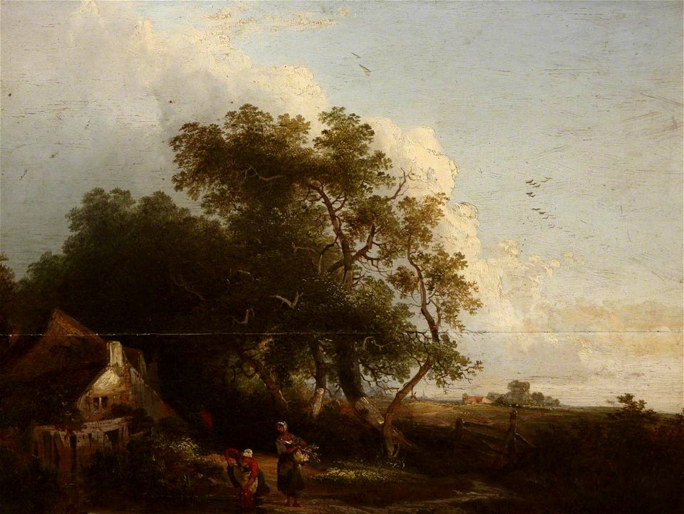 Dutch School (style of) - Landscape with a Cottage and Peasants - 631122 - National Trust
