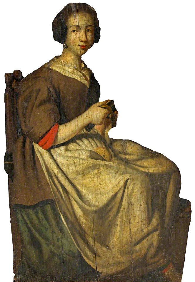 Dutch School - A Figure of a Servant Woman Peeling an Apple (dummy board) - 452942 - National Trust