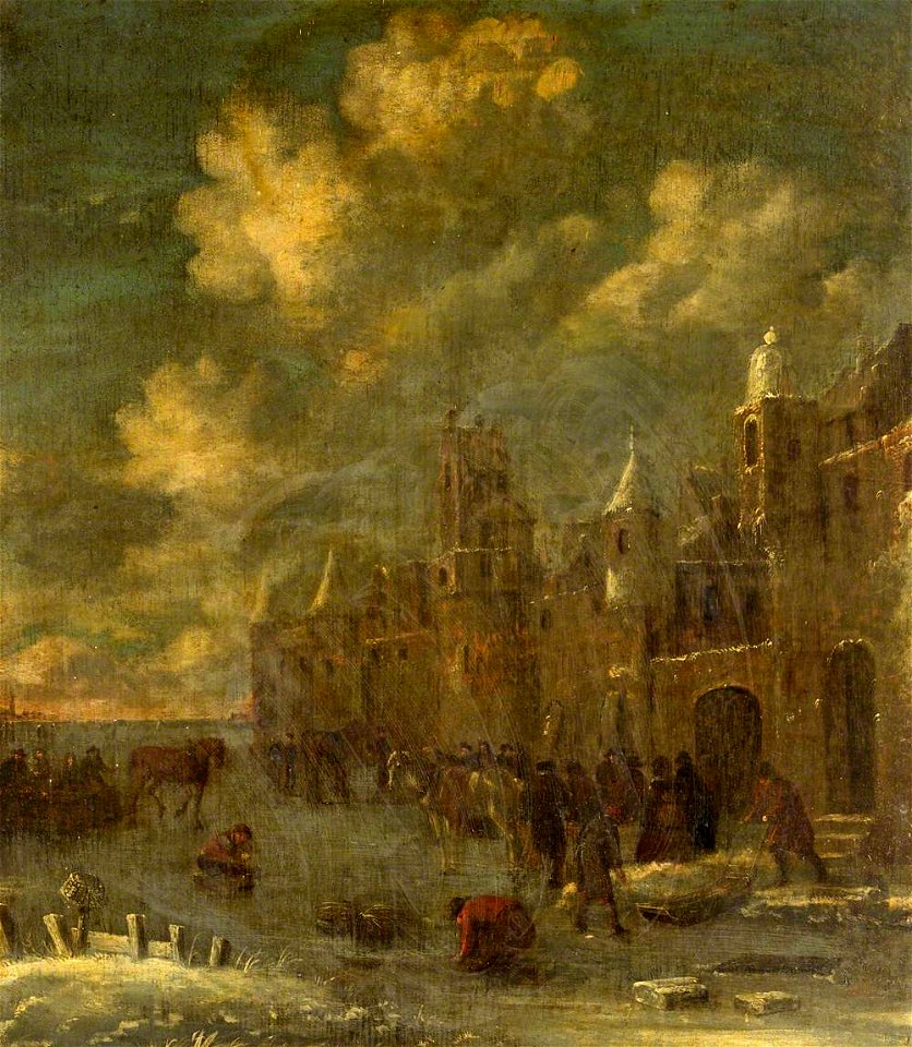 Dutch School - A Winter Landscape, Figures Skating - 254698 - National Trust