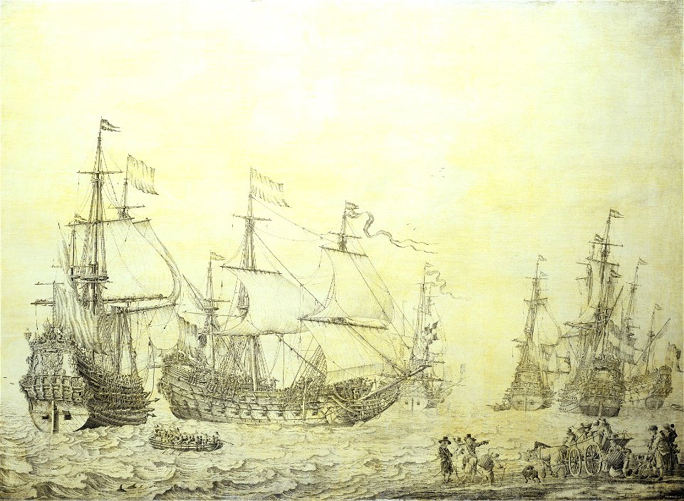 Dutch ships coming to anchor near the shore RMG BHC0865