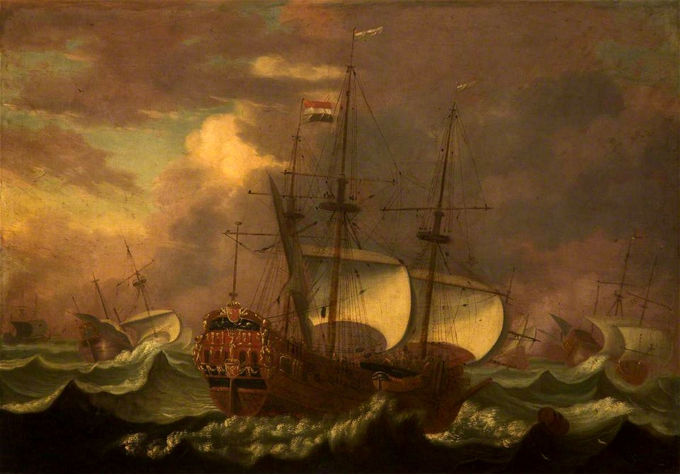 Dutch School - Dutch Galleons on a Stormy Sea - 1298317 - National Trust
