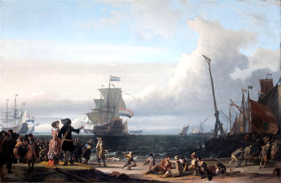 Dutch ships in the roadstead of Texel (the 'Gouden Leeuw' of Cornelis Tromp in the center)(Ludolf Backhuysen, 1671)