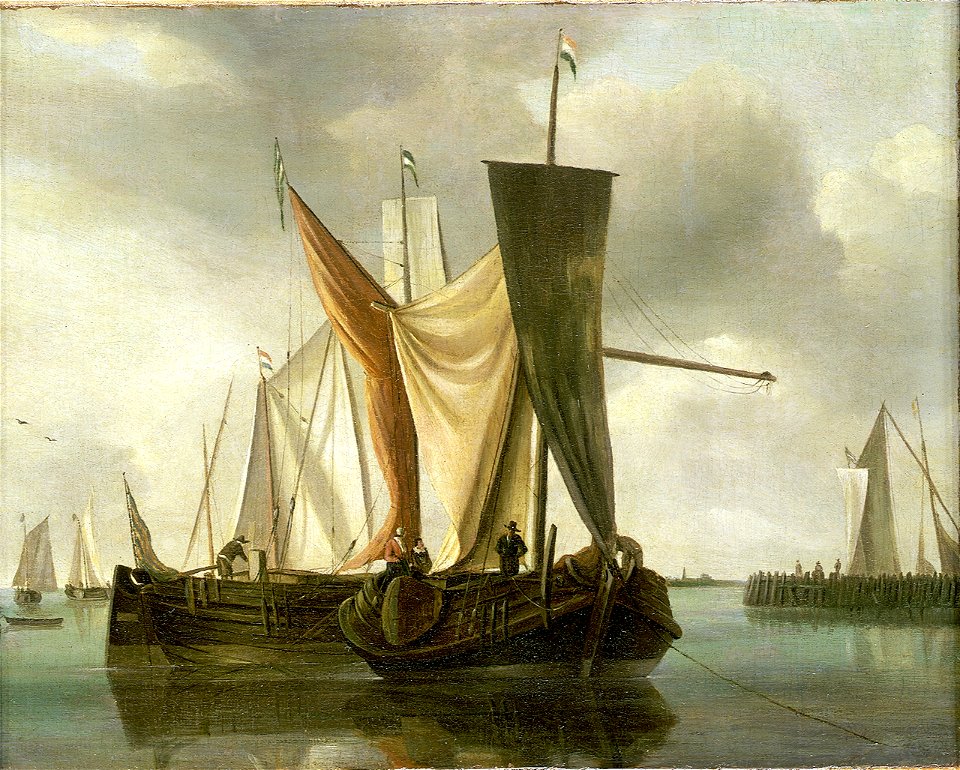 Dutch fishing boats becalmed near a jetty RMG BHC0841