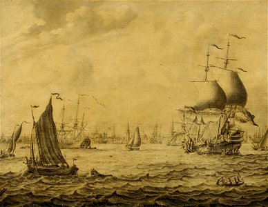 Dutch merchantmen and small craft in a roadstead RMG BHC0965