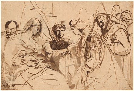 The Mystic Marriage of St. Catherine by Anthony van Dyck, ca. 1618-20, pen and ink