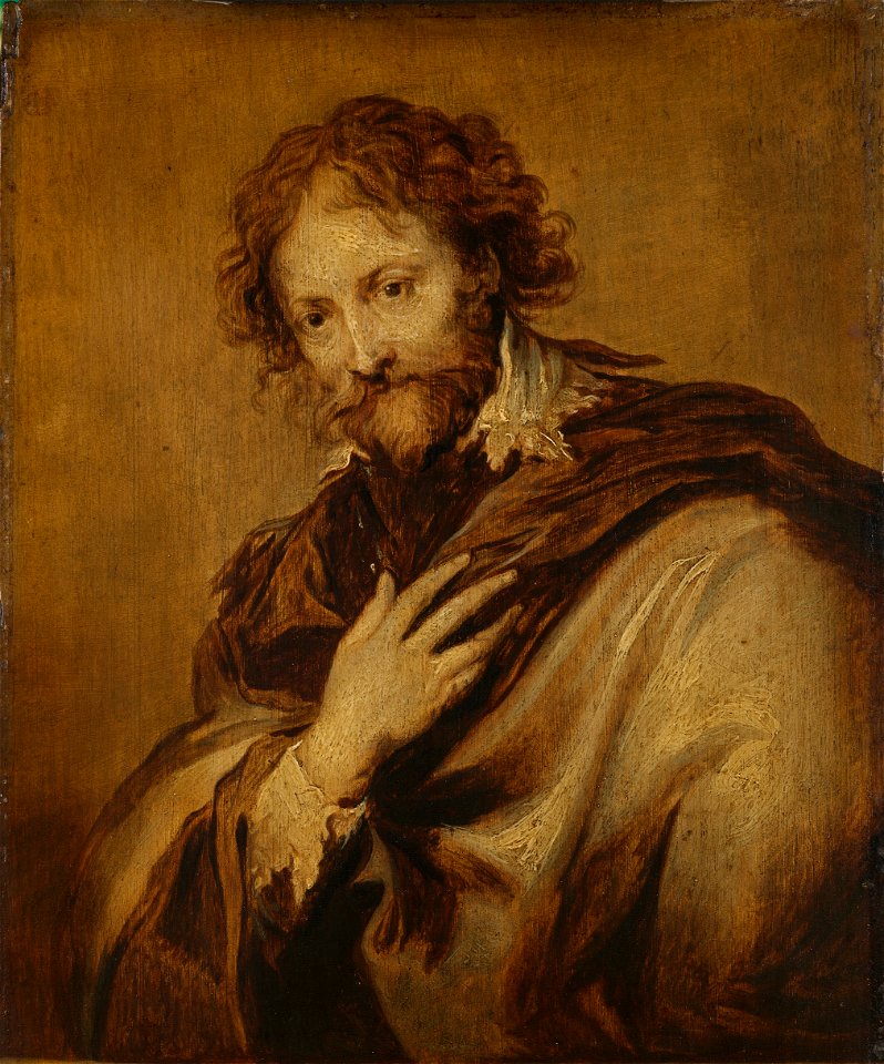 Portret van een man, geïdentificeerd als Peter Paul Rubens (1577-1640). Schilder en diplomaat Rijksmuseum SK-A-2318